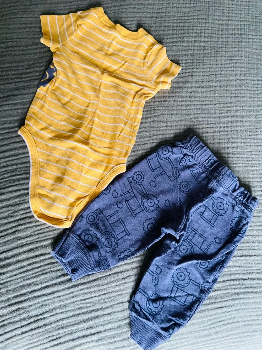 Carter's Yellow Striped Tractor Tee and Blue Jogger Set